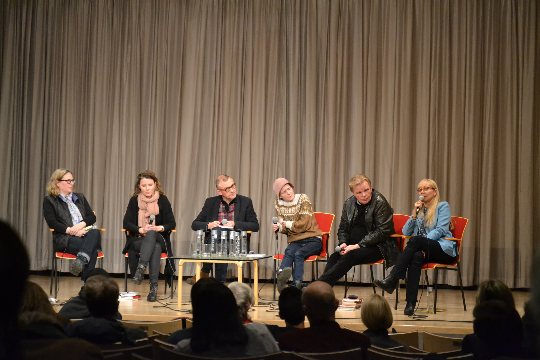 Helen Mitsios, far right, at the Scandinavia House poetry reading, with four of the seventeen poets featured in Beneath the Ice: An Anthology of Contemporary Icelandic Poetry (Talisman House Publishers). 