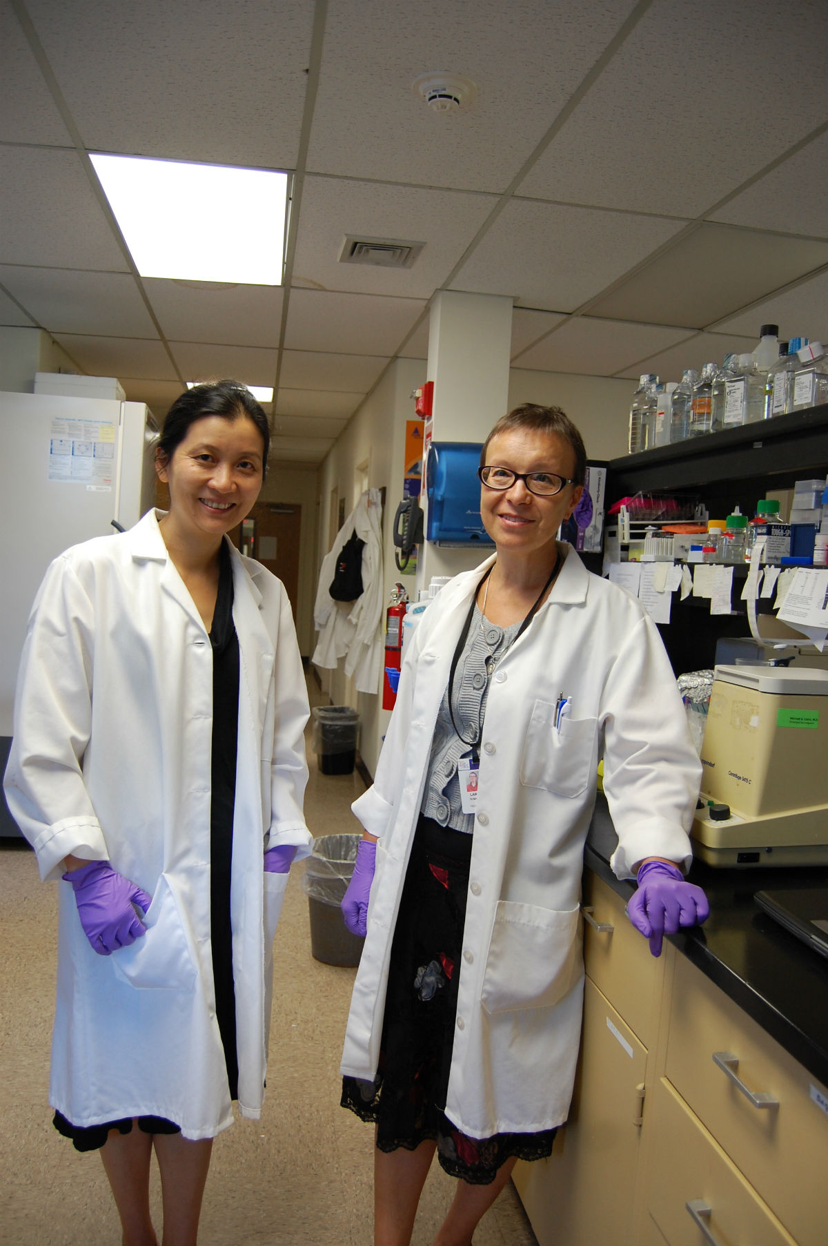Dr. Yanling Liao (left) and research associate Dr. Larisa Ivanova at New York Medical College 