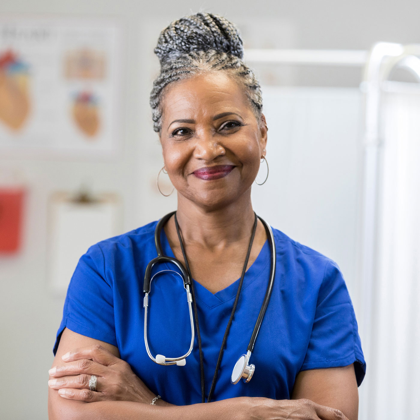 Female nurse smiling at work