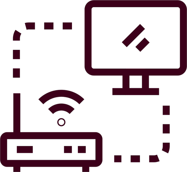 icon of a computer connected to a network