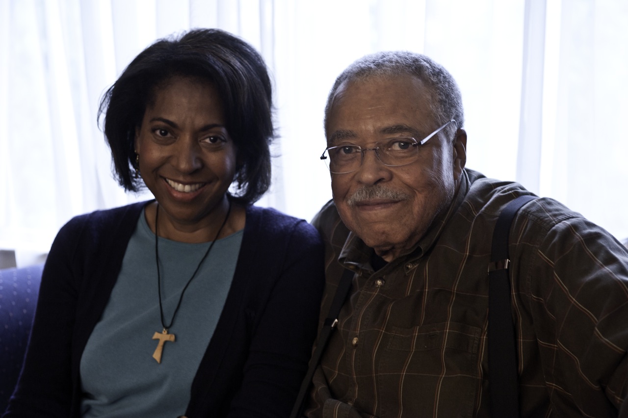 NYSCAS Prof. Gena Bardwell on the set of "Gimme Shelter" with James Earl Jones