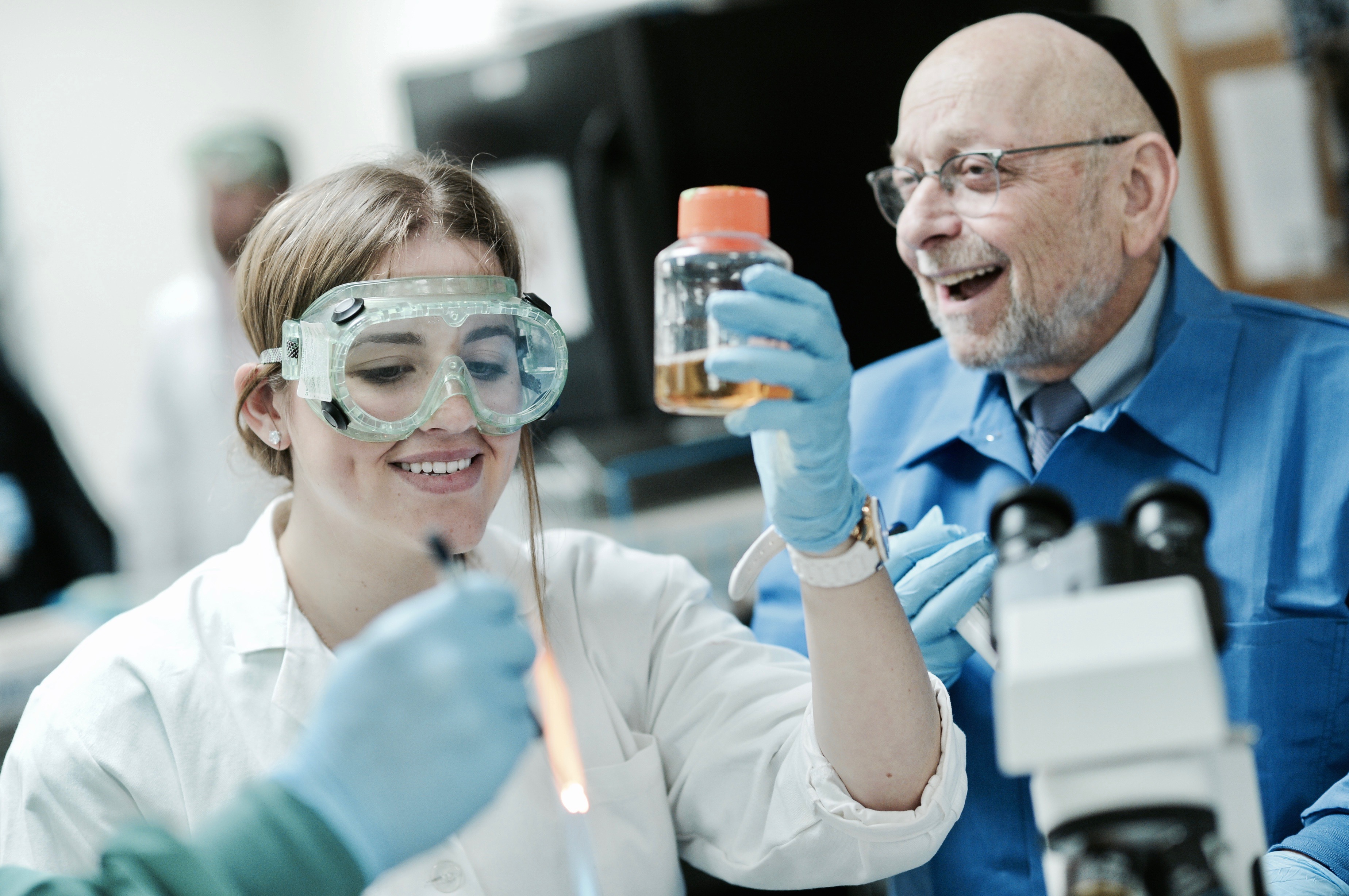 Dr. Milton Schiffenbauer, professor of biology at NYSCAS, works closely with his students.