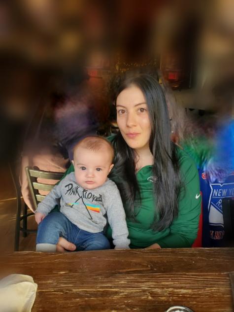 NYSCAS student Alexandra Giannotta pictured with her son James